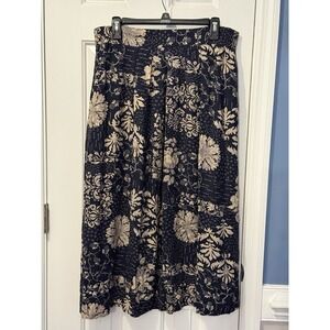 VTG norton mcnaughton Floral Boho Cottage Classy Long Navy Skirt 14 Spring Comfy